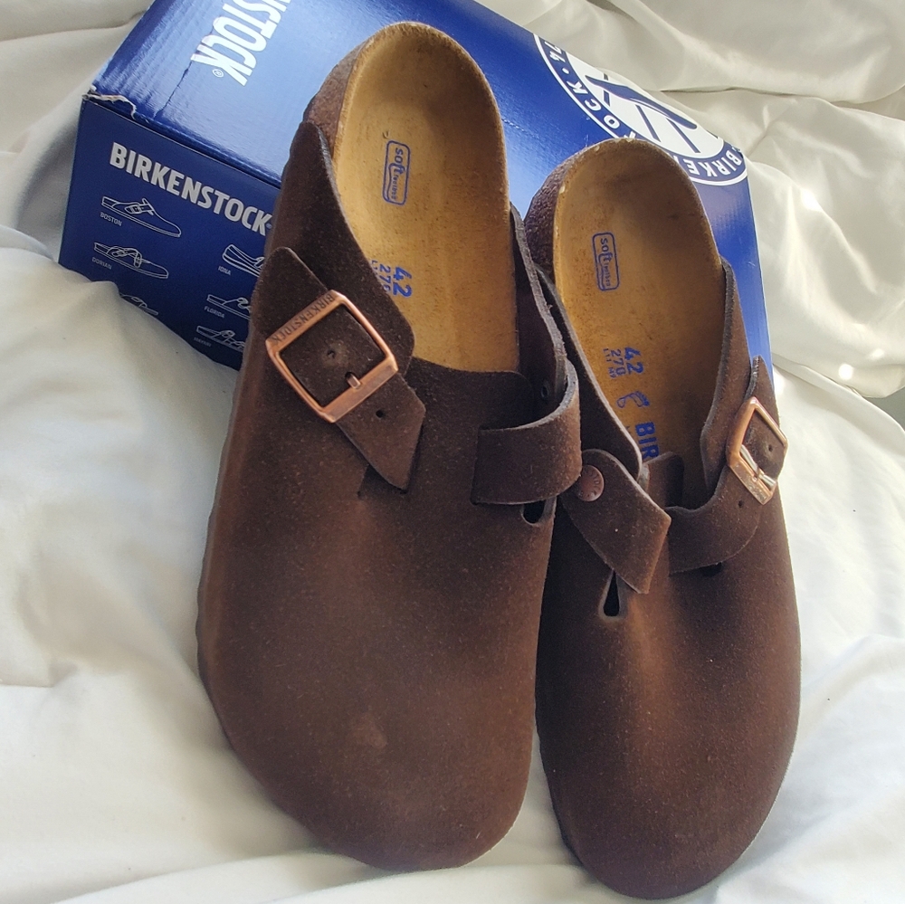 Birkenstock Boston Mocca Suede Leather Casual Comfort Clogs Unisex's Shoes US 42